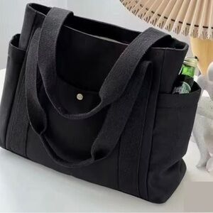 Chic Black Canvas Tote Bag